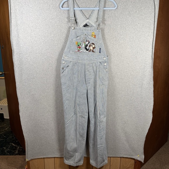 Warner Bros. Pants - Vintage looney tunes overalls womens small railroad striped embroidered